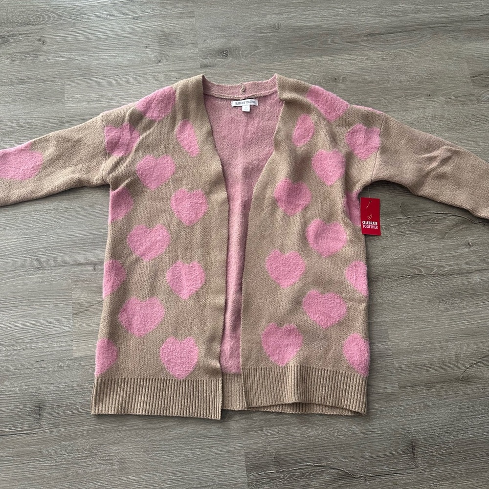 Pink Heart Patterned Cardigan Valentine’s Day